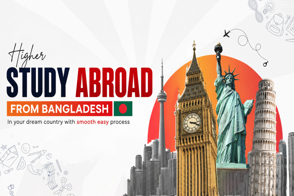 Bangladeshi student preparing for higher study abroad with passport and university documents
